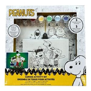 Peanuts Paint Canvas Activity Set -3 Canvases-6 Paint Pots-Paintbrush-New Sealed